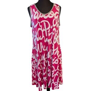 Hand Jive Wear Art Women 2X A-line Tank Dress Graffiti Art Hot Pink Y2K NWT
